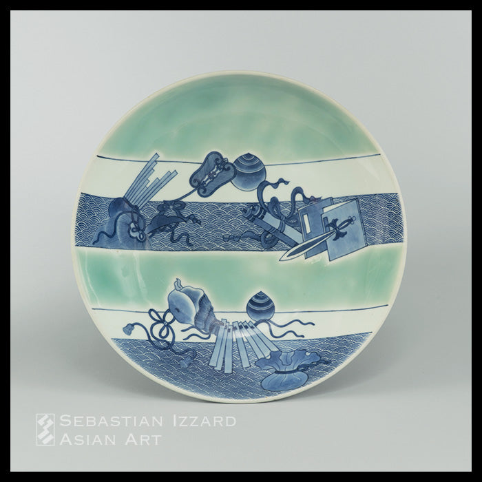 A SERVING DISH (<i>SHAKUZARA</i>) WITH THE ATTRIBUTES OF THE SEVEN GODS OF GOOD FORTUNE (<i>TAKARAMONO</i>)