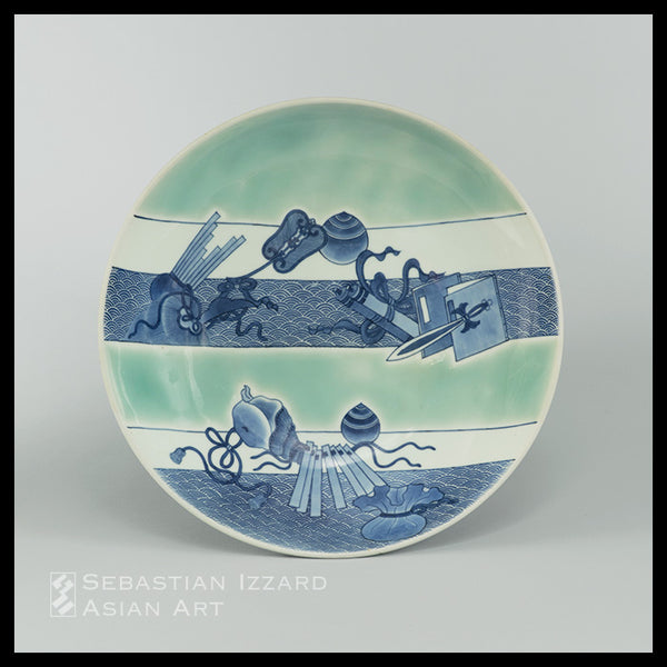 A SERVING DISH (<i>SHAKUZARA</i>) WITH THE ATTRIBUTES OF THE SEVEN GODS OF GOOD FORTUNE (<i>TAKARAMONO</i>)