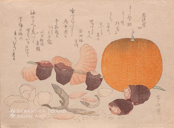 Mandarin Orange, Dried Persimmons, Smelts and Different Nuts; Food Used for the Celebration of the New Year