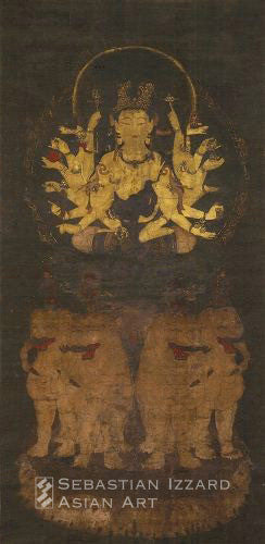 Fugen enmei, Bodhisattva of Universal Virtue who Prolongs Life (Fugen enmei bosatsu) Kamakura period (1185–1333), 13th century Hanging scroll; ink, color, and gold pigment on silk; 83.1 x 39.8 cm