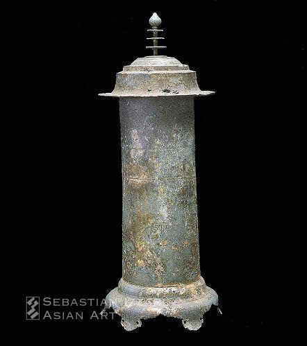 Stacked Pagoda Spire Sutra Container Late Heian period (ca. 900–1185), 12th century Bronze; H. 40 cm