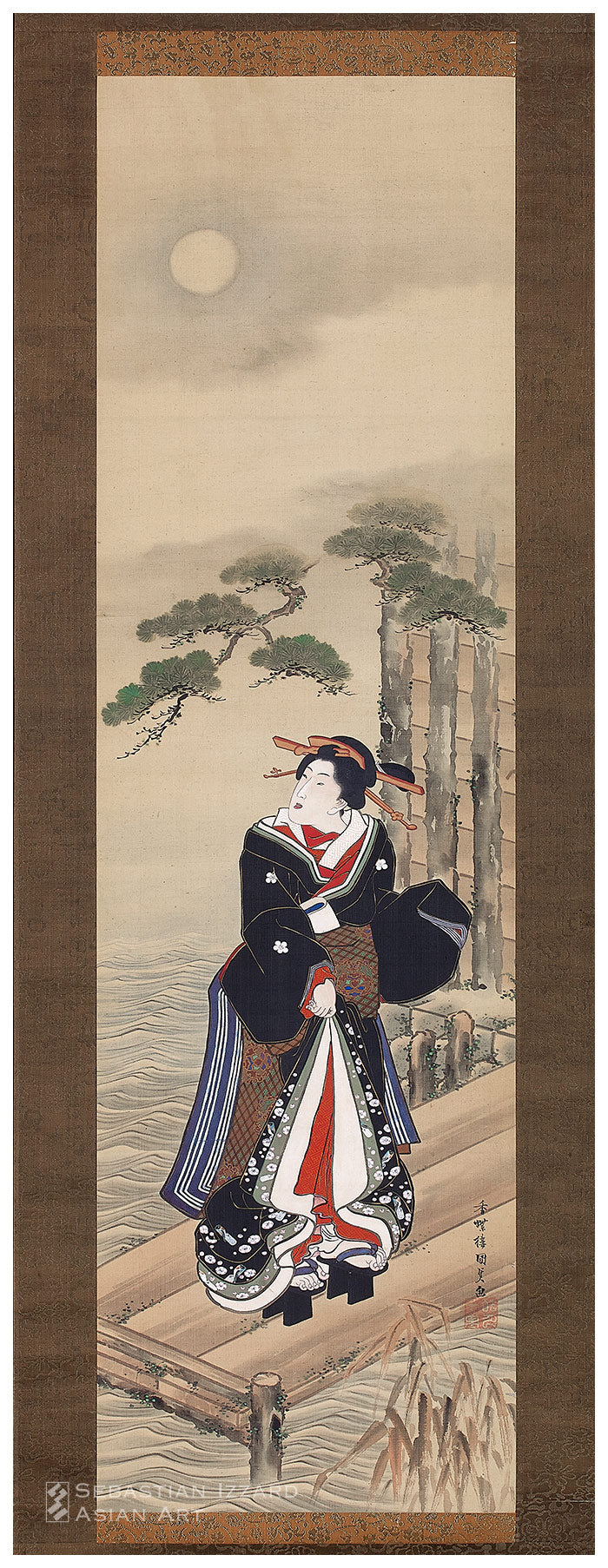 Geisha Waiting on a Boat Landing