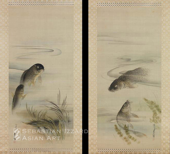 Carp Swimming among Water Plants