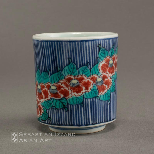 Cup with Camellia Blossom Design Hizen ware, Nabeshima type: porcelain with underglaze blue and colored enamels Edo period, 17th century Height 6.7 cm
