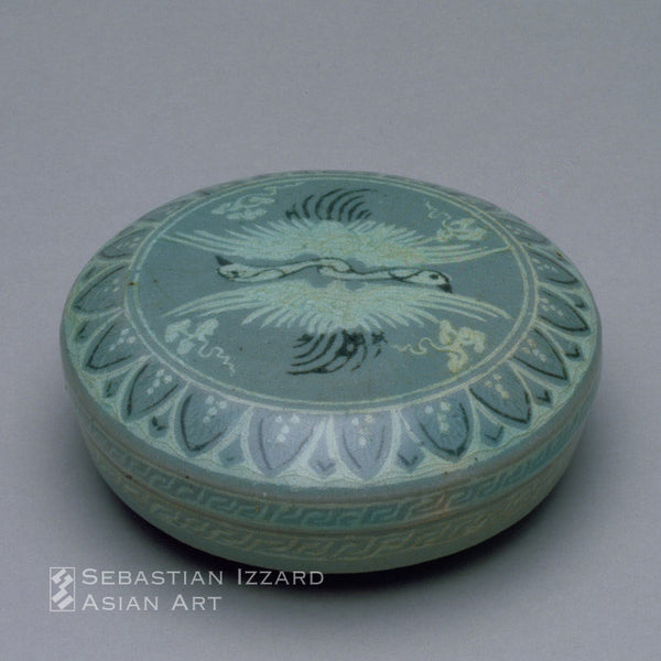 Covered Box with Crane Design Second half of 12th century Inlaid celadon ware 9.7 cm diameter