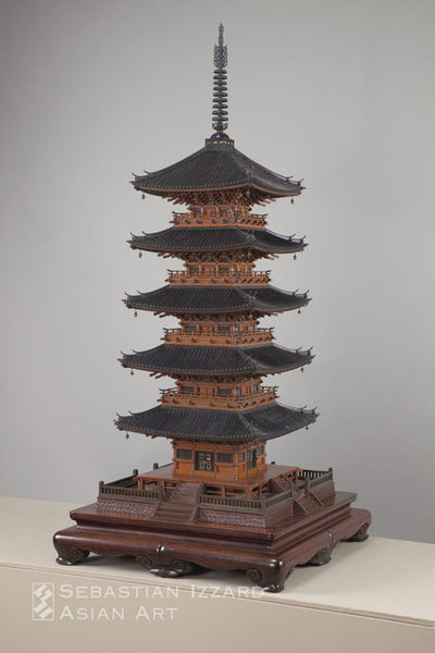 Architectural Model of the Pagoda of Kofukuji at Nara Meiji period, completed 1898 Soft metals with gold and silver details,  127 x 58.4 x 58.4 cm