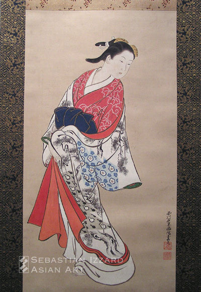 Nishikawa Sukenobu (1671–1751) Courtesan Hanging scroll, ink and color on silk